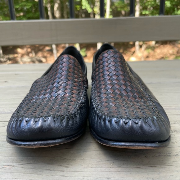 Cole Haan Black and Brown Woven Leather Loafers Shoes size 10 B - Picture 3 of 11